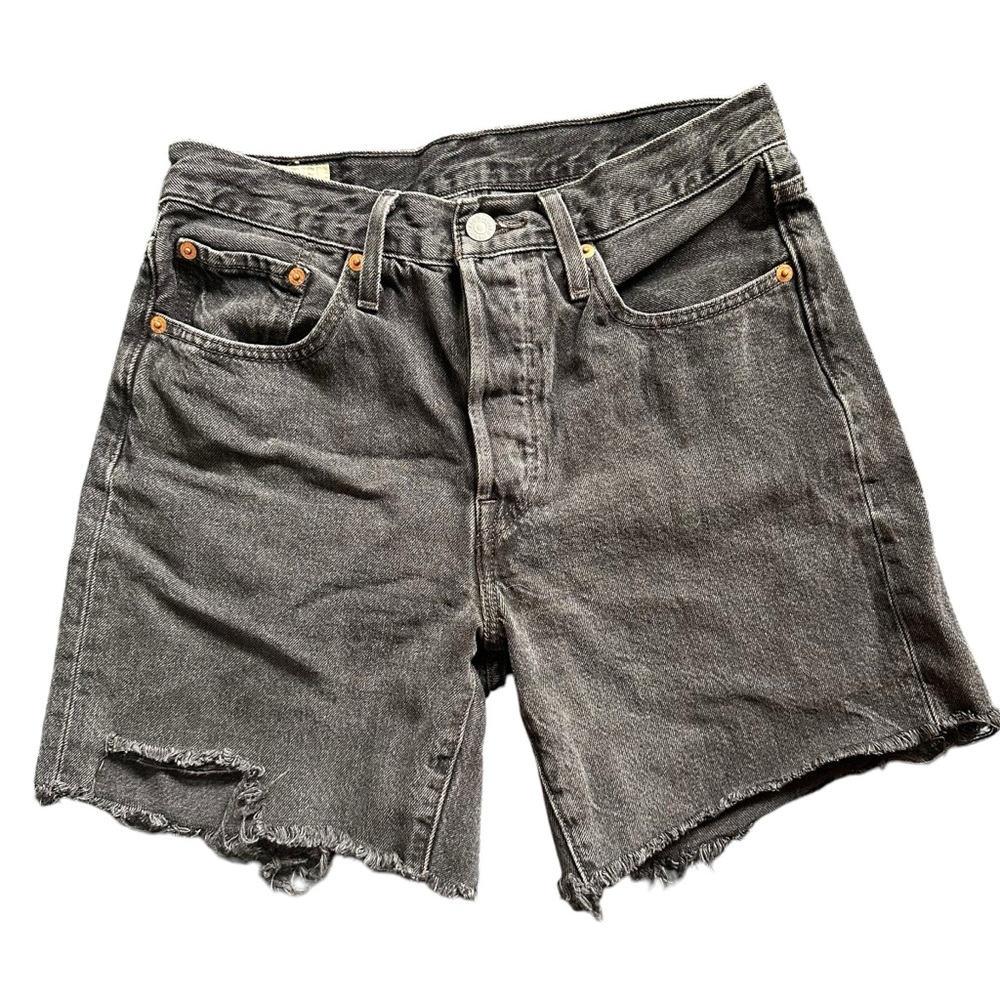 Levi’s black denim cut off high waisted shorts size 26. 501